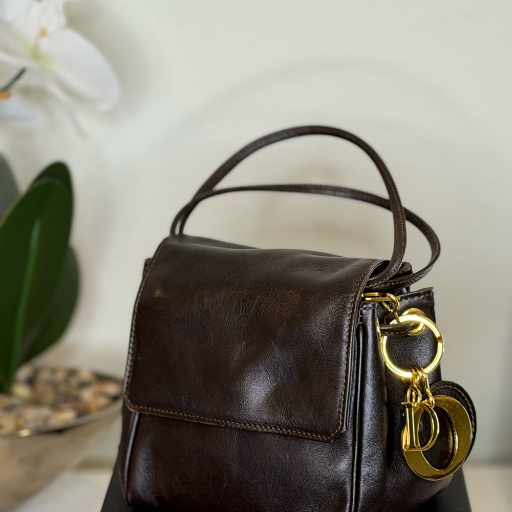 Dior Dark Brown Mini Bag with Gold Accents
